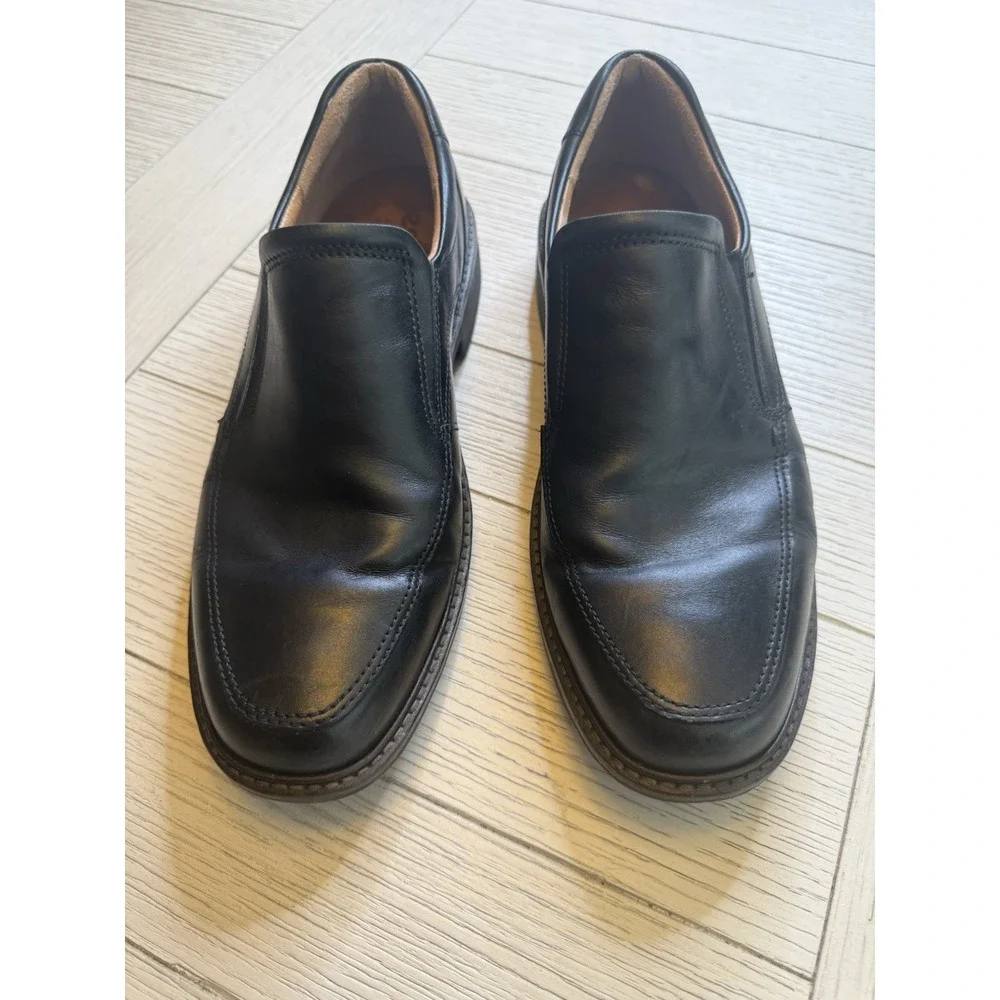 Ecco Shock Point‎ Men's Black Leather Slip On Loafer Shoes Size 8